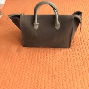 Taupe suede handbag